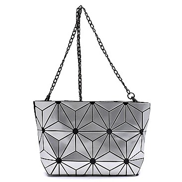 Glossy Geometric Crossbody Bag Clutch