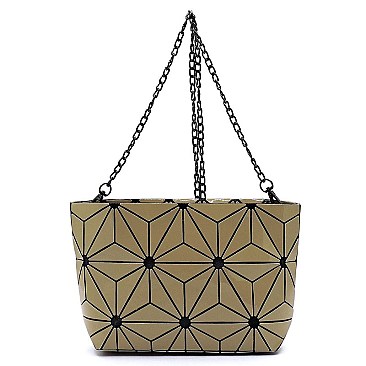 Glossy Geometric Crossbody Bag Clutch