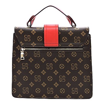 TOP FLAP MONOGRAM SATCHEL