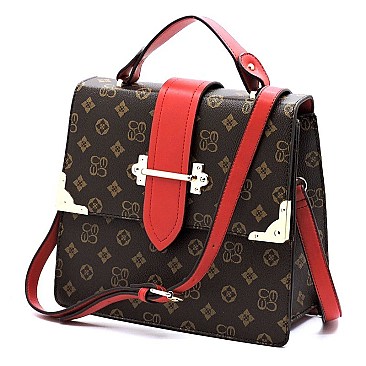 TOP FLAP MONOGRAM SATCHEL