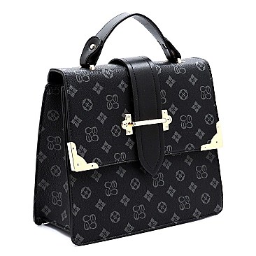 TOP FLAP MONOGRAM SATCHEL