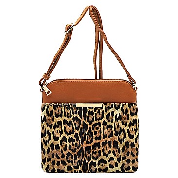 FRONT POCKET LEOPARD PRINT CROSS BODY