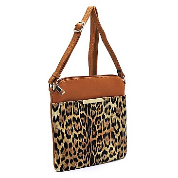 FRONT POCKET LEOPARD PRINT CROSS BODY