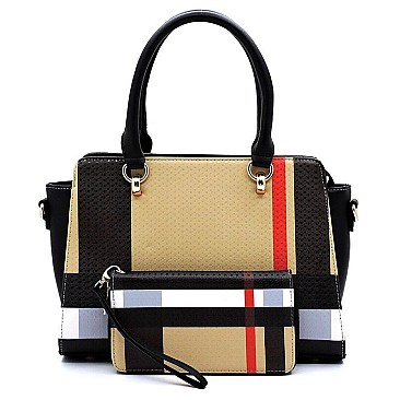 2-in-1 Plaid Check Satchel