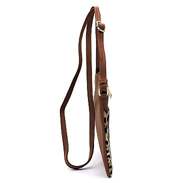 FRONT POCKET LEOPARD PRINT CROSS BODY