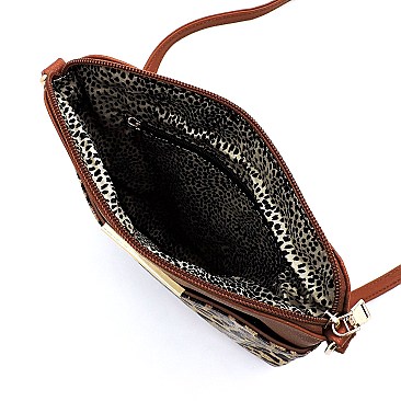 FRONT POCKET LEOPARD PRINT CROSS BODY