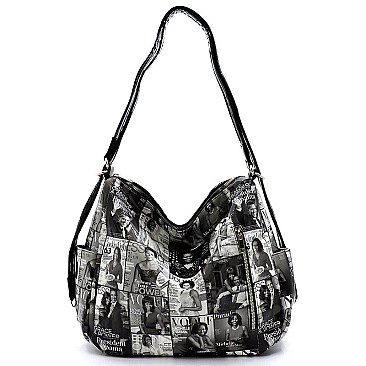 Convertible  Magazine Cover Collage Shoulder Bag