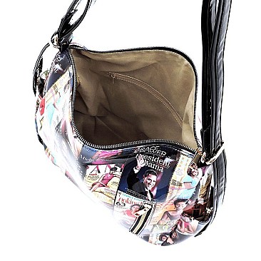 Convertible  Magazine Cover Collage Shoulder Bag