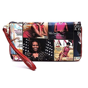 Magazine Cover Collage Zip Around Wallet