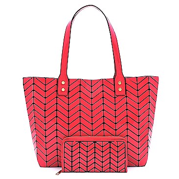 Geometric Chevron Checkered 2-in-1 Shopper