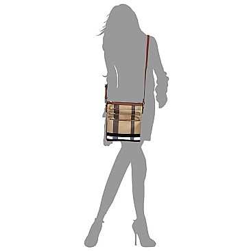 Plaid Check Multi Zip Pocket Crossbody Bag