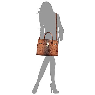 Ostrich Croc Padlock 2-in-1 Satchel