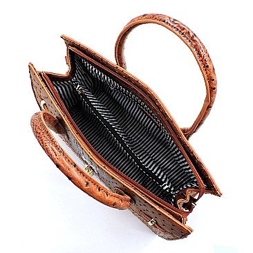 Ostrich Croc Padlock 2-in-1 Satchel