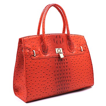 Ostrich Croc Padlock 2-in-1 Satchel