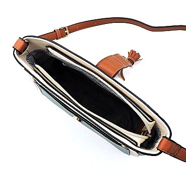 Fashion Colorblock Tassel Crossbody Bag