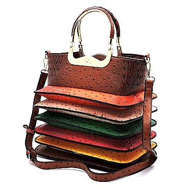 Ostrich Croc Multi Accordion Top Handle