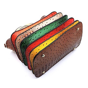 Ostrich Croc Multi Accordion Top Handle