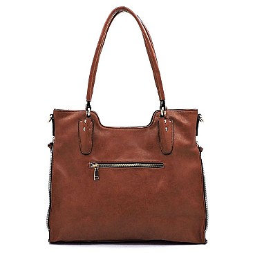 MONOGRAM WHIP STITCH POCKET SATCHEL