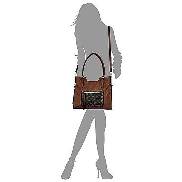 MONOGRAM WHIP STITCH POCKET SATCHEL