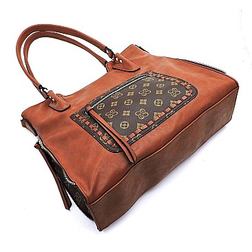 MONOGRAM WHIP STITCH POCKET SATCHEL
