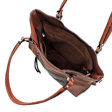 MONOGRAM WHIP STITCH POCKET SATCHEL