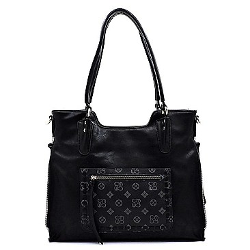 MONOGRAM WHIP STITCH POCKET SATCHEL