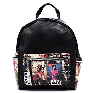 Whipstitch Pocket Magazine Cover Collage Backpack