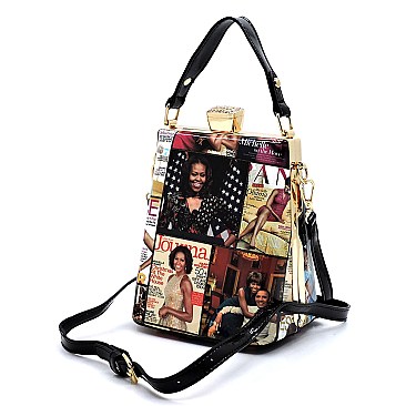 Frame Magazine Cover Collage Cross Body Satchel