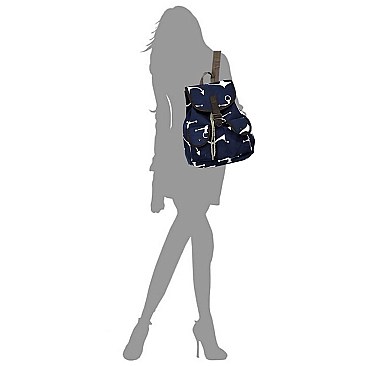 Anchor Printed Canvas Backpack