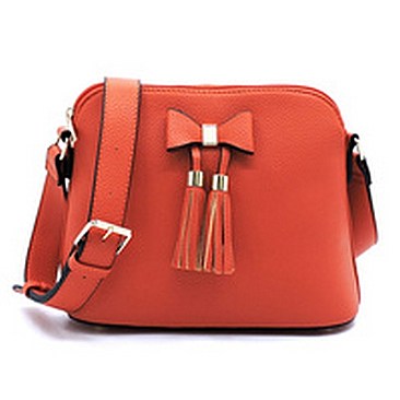 Pebble Tassel Bow Dome Crossbody Bag