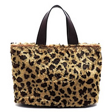 Leopard Faux Fur Satchel