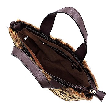 Leopard Faux Fur Satchel