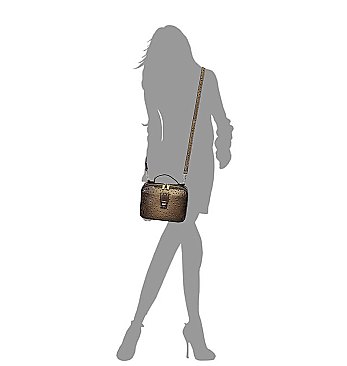 Ostrich Croc Boxy Crossbody Satchel