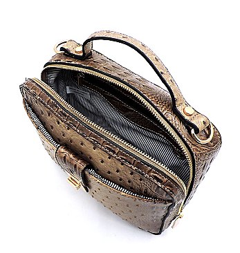 Ostrich Croc Boxy Crossbody Satchel