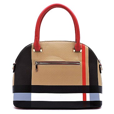 2-in-1 Plaid Check Dome Satchel