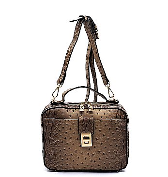 Ostrich Croc Boxy Crossbody Satchel