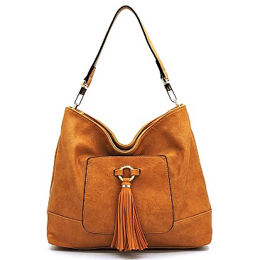 Front Tassel Pocket Shoulder Bag Hobo