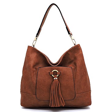 Front Tassel Pocket Shoulder Bag Hobo