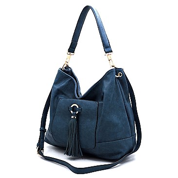 Front Tassel Pocket Shoulder Bag Hobo