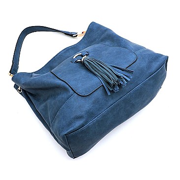 Front Tassel Pocket Shoulder Bag Hobo
