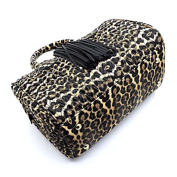 LEOPARD TASSEL BOSTON BAG JY-0280 > Croc & Animal Print