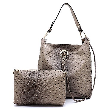 Ostrich Croc 2-in-1 Shoulder Bag