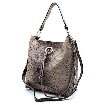 Ostrich Croc 2-in-1 Shoulder Bag