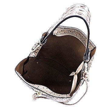 Ostrich Croc 2-in-1 Shoulder Bag