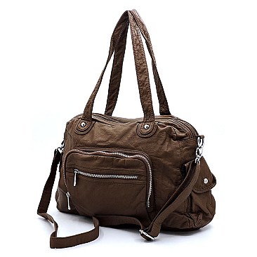 Fashion Washed Pocket Satchel