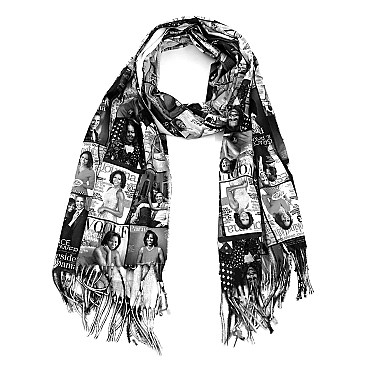 Michelle Obama Print Winter Felt Scarf