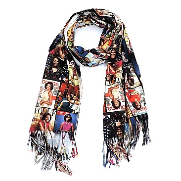 Michelle Obama Print Winter Felt Scarf