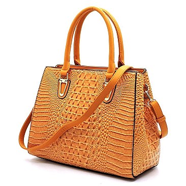 Glossy Crocodile Top Handle Satchel