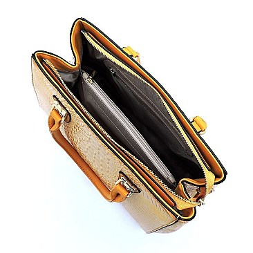 Glossy Crocodile Top Handle Satchel