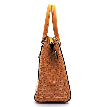 Glossy Crocodile Top Handle Satchel